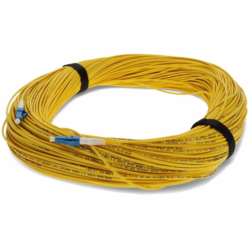 AddOn 78m LC to LC Yellow OS2 Simplex OFNR (Riser-Rated) SMF Fiber Patch Cable - Thumbnail 1