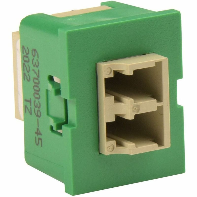 Ortronics TracJack Module, LC Duplex, Multimode, Beige Adapter, Green Housing - Thumbnail 1