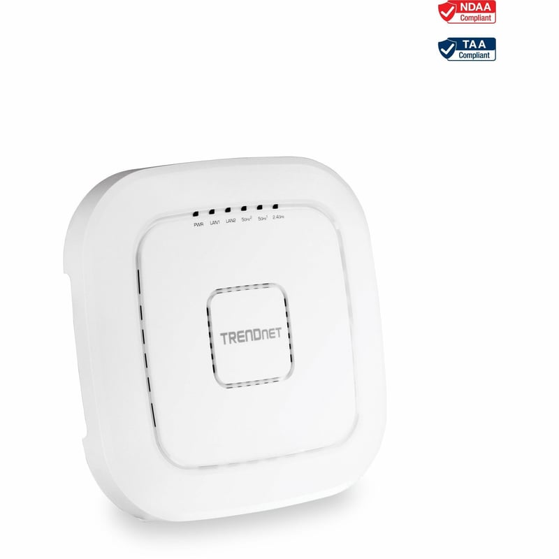 TRENDnet AC2200 Tri-Band PoE+ Indoor Wireless Access Point, 867Mbps WiFi AC + 400Mbps WiFi N Bands, Wave 2 MUMIMO, Client bridge, WDS, AP, WDS Bridge, WDS Station, Repeater Modes, White, TEW-826DAP - Thumbnail 1