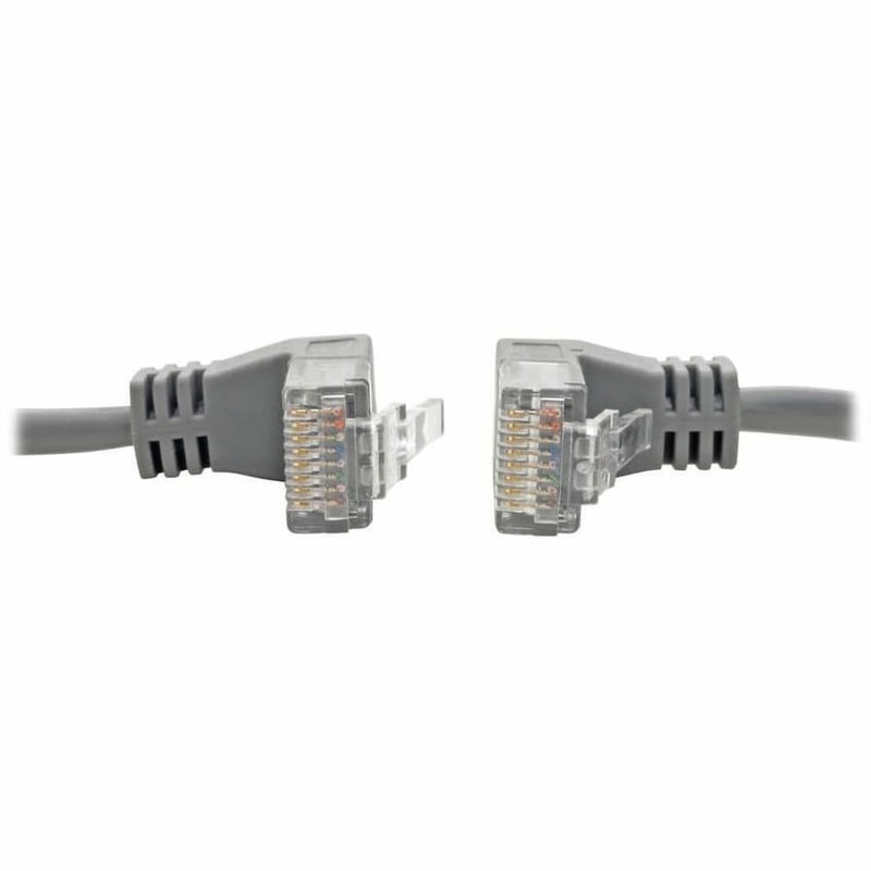 Tripp Lite by Eaton Right-Angle Cat6 Gigabit Snagless Molded Slim UTP Ethernet Cable (RJ45 M/M) Gray 1 ft. (0.31 m) - Thumbnail 3