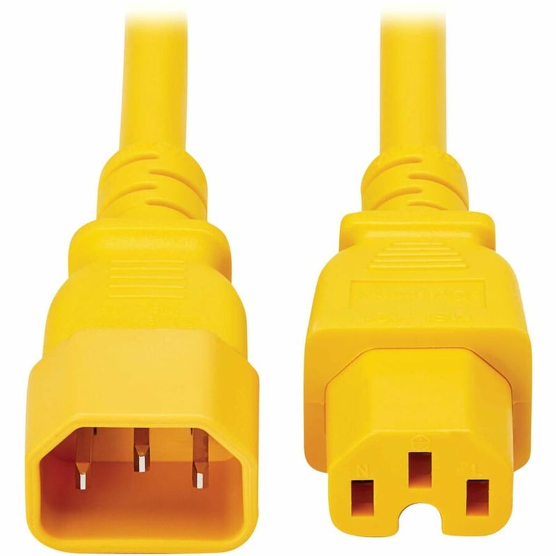 Eaton Tripp Lite Series Power Cord C14 to C15 - Heavy-Duty, 15A, 250V, 14 AWG, 10 ft. (3.1 m), Yellow - Thumbnail 2