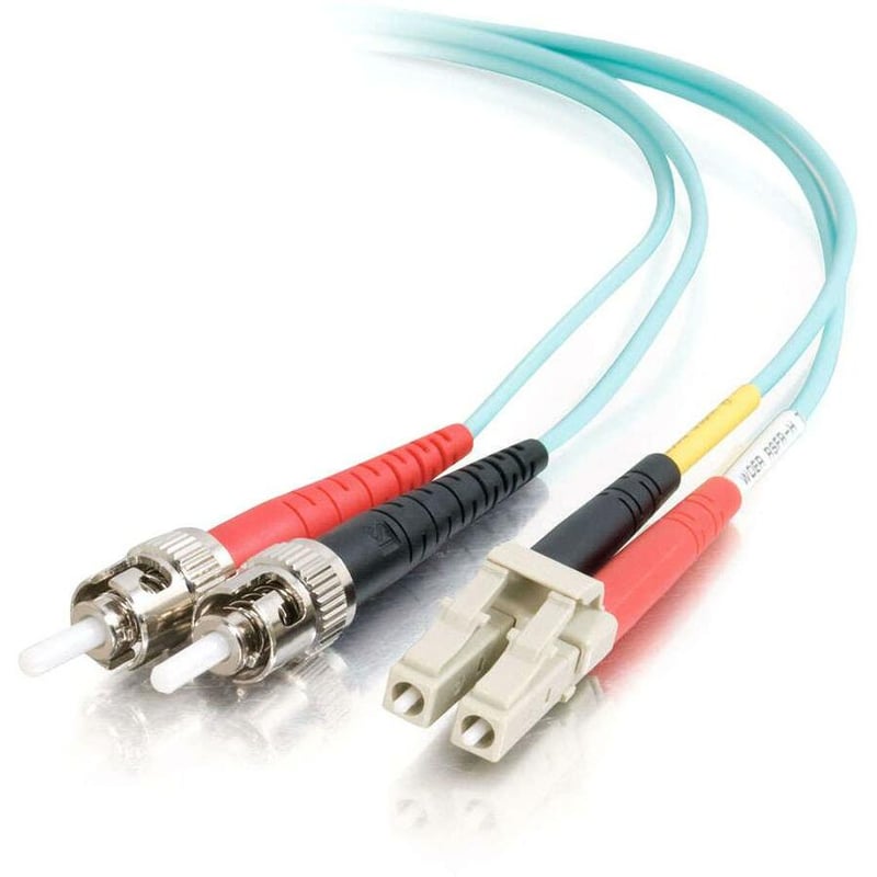 C2G 2m LC-ST 10Gb 50/125 Duplex Multimode OM3 Fiber Cable - Aqua - 6ft - Thumbnail 1
