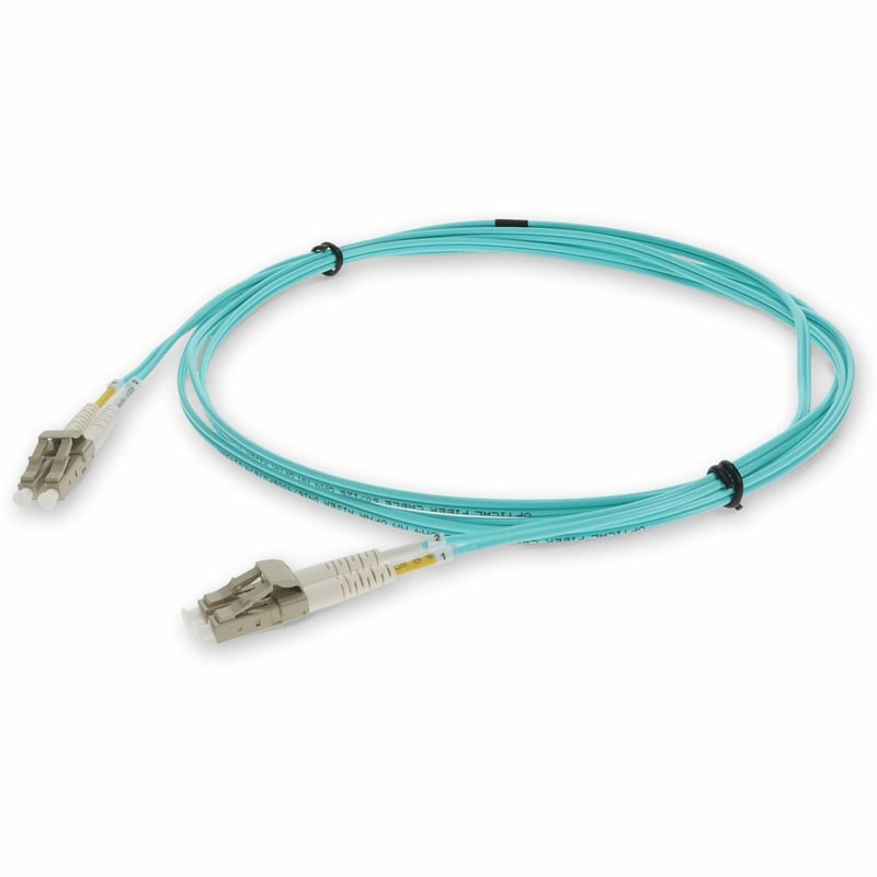 AddOn 0.3m LC to LC Aqua OM4 Duplex OFNR (Riser-Rated) Fiber Patch Cable - Thumbnail 1