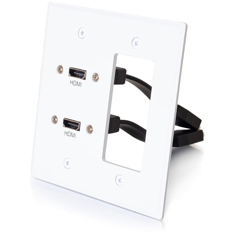 DOUBLE HDMI + DECORA WALL PLATE WHITE - Thumbnail 1