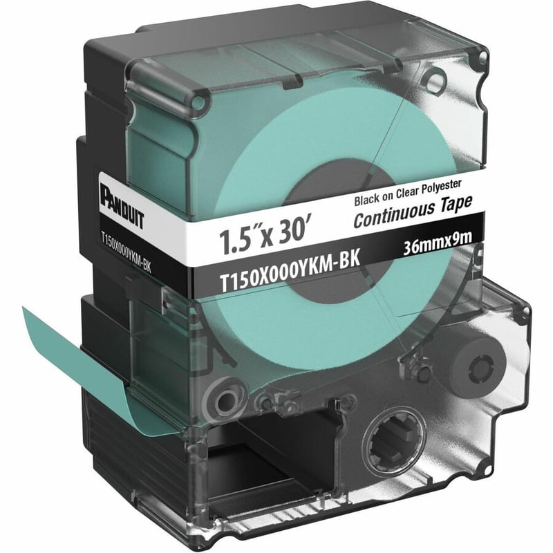 Panduit PXE T150X000YKM-BK MP Printer Cont. Tape, Safety & ID, Polyest, Blk/Clr, 1.5" W - Thumbnail 4