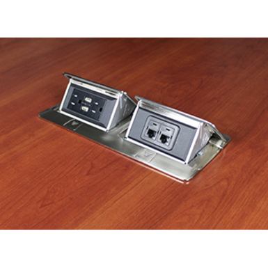 Wiremold Cord Ended deQuorum Dual Flip-Up Unit with USB - Thumbnail 5