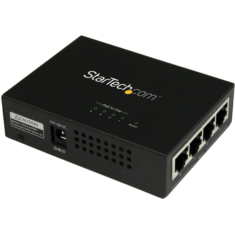 StarTech.com 4 Port Gigabit Midspan - PoE+ Injector - 802.3at and 802.3af - Thumbnail 1