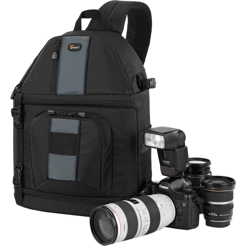 Lowepro SlingShot 302 Carrying Case (Sling) Camera, Lens, Camera Flash, Accessories, Monopod, Tripod - Black - Thumbnail 2