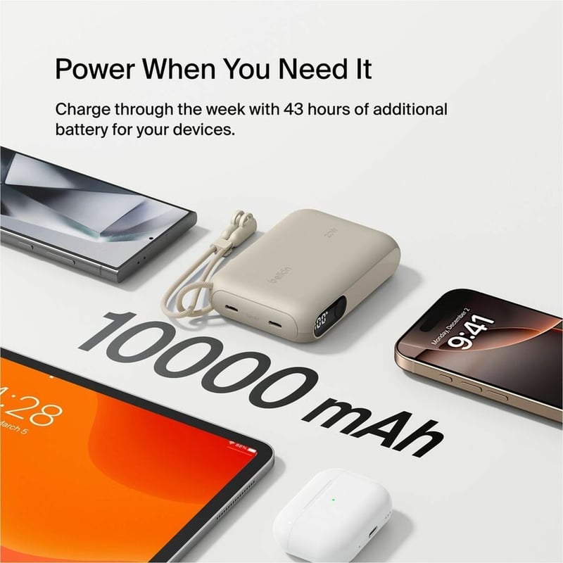 BOOSTCHARGE POWER BANK 10K W/ DISPLAY SAND - Thumbnail 3