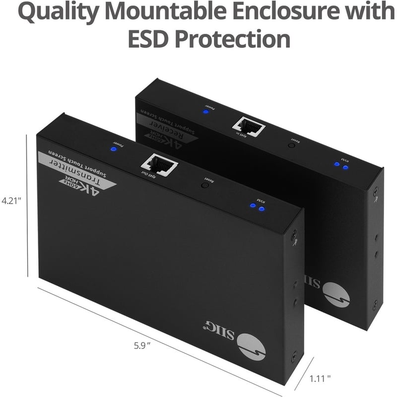 SIIG 4K 60Hz HDR HDMI KVM Over Cat6 Extender with S/PDIF & Touch Screen Support - Thumbnail 3