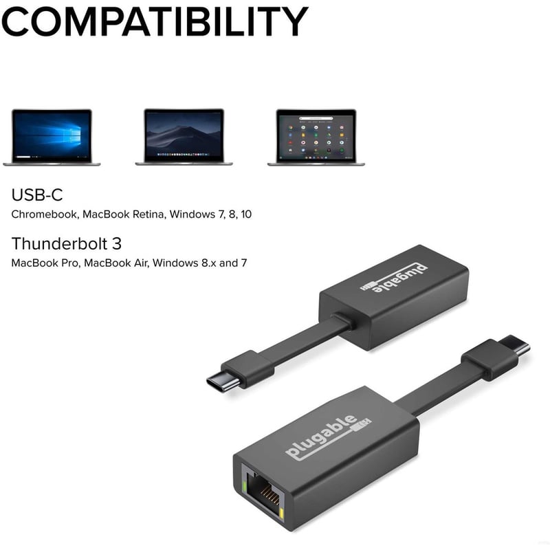 Plugable USB C to Ethernet Adapter, Fast and Reliable Gigabit Speed - Thumbnail 5