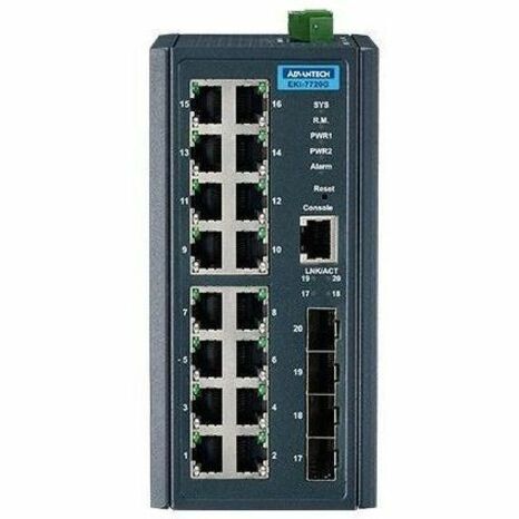 INDUSTRIAL MANAGED ETHENET SWITCH 16G+4SFP PORT MANAGED ETHERN - Thumbnail 2