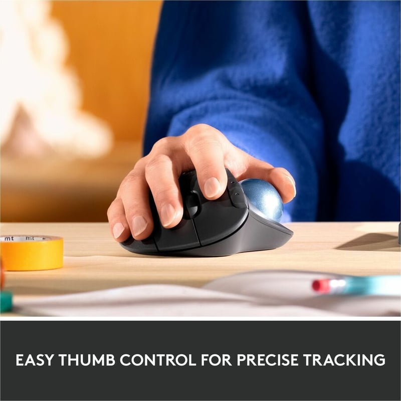 Logitech ERGO M575 Wireless Trackball Mouse - Easy thumb control, precision and smooth tracking, ergonomic comfort design, for Windows, PC and Mac with Bluetooth and USB capabilities (Black) - Thumbnail 4