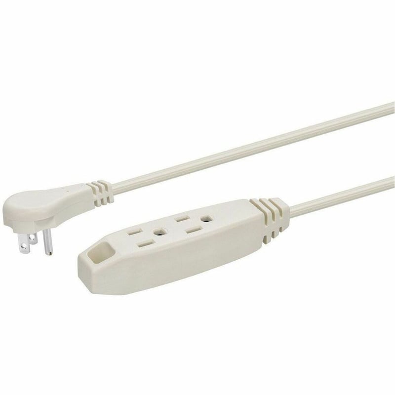 MONOPRICE 3-OUTLET FLAT PLUG HOUSEHOLD EXTENSION CORD_16AWG_13A_SPT-2_WHITE_10FT - Thumbnail 1