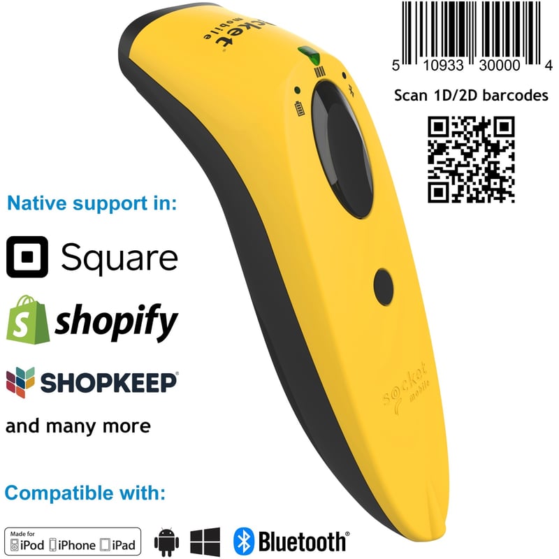 Socket Mobile SocketScan® S760, Ultimate Barcode Scanner, DotCode & Travel ID Reader, Yellow - Thumbnail 1