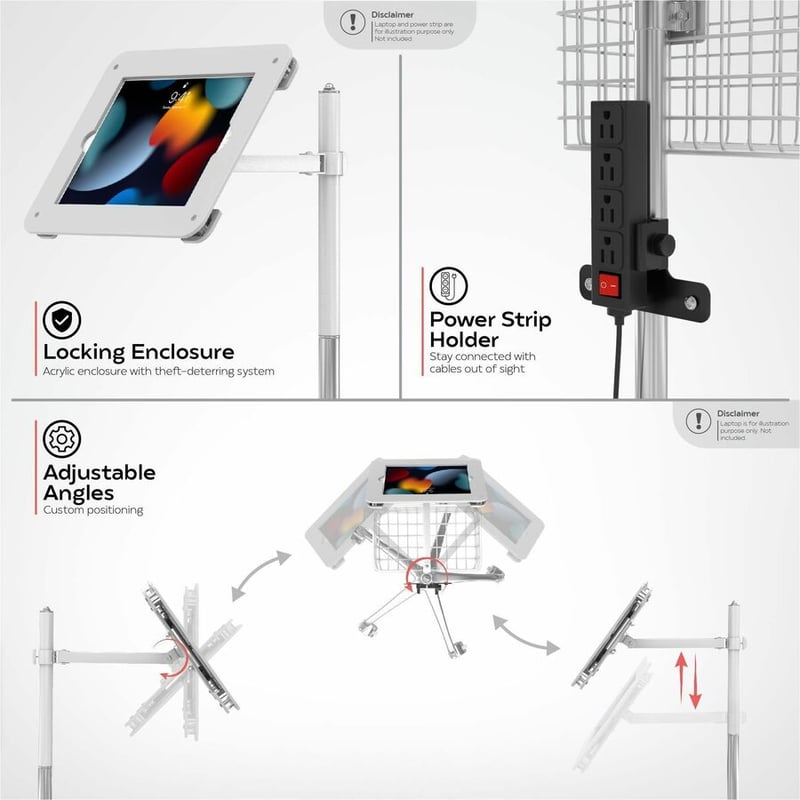 CTA Digital Medical Rolling Cart with Articulating Arm & Accessories for iPad 10.2 Series, iPad Air 3, and iPad Pro 10.5 - Thumbnail 3