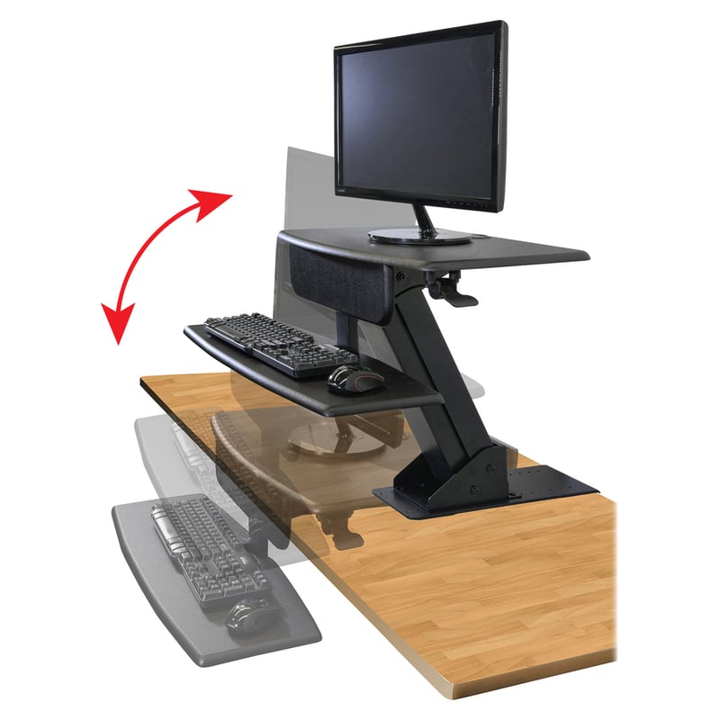 Kantek Desk Clamp On Sit To Stand Workstation Black - Thumbnail 3
