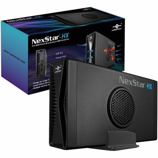 Vantec NexStar HX NST-387S3-BK Drive Enclosure SATA/600 - USB 3.0 Type B Host Interface - UASP Support - Thumbnail 1