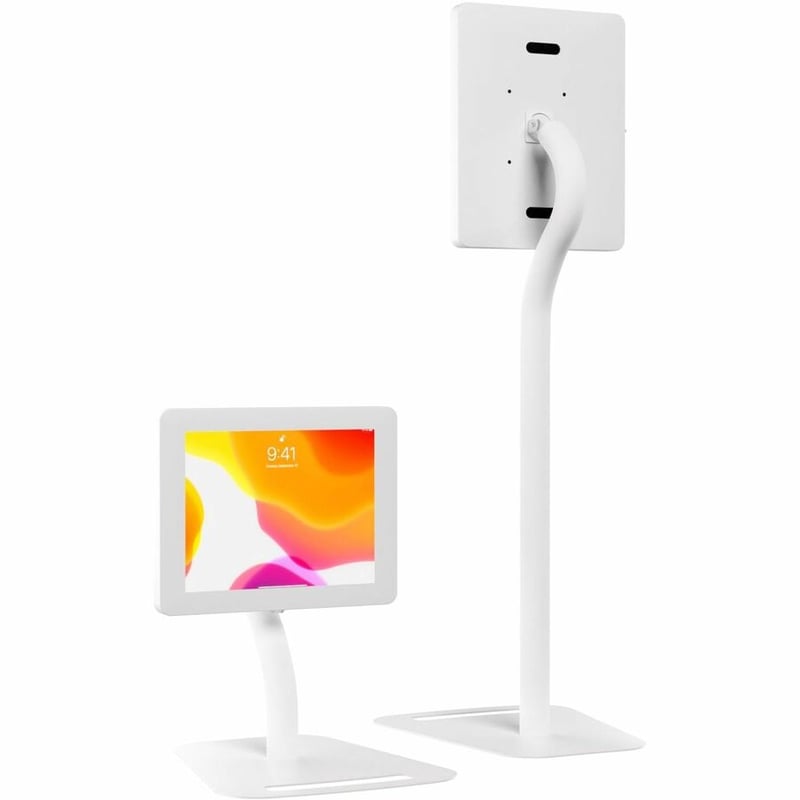 CTA Digital Premium Height-Adjustable Floor-to-Desk Security Kiosk for Tablets (White) - Thumbnail 5
