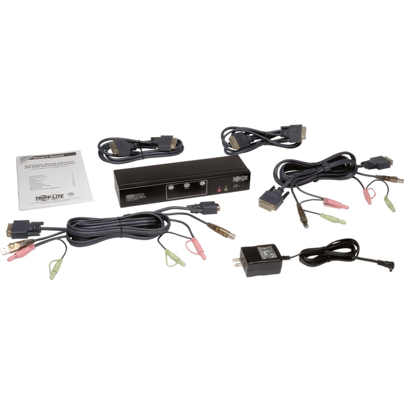 Tripp Lite by Eaton 2-Port Dual Monitor DVI KVM Switch TAA GSA with Audio and USB 2.0 Hub Cables included - Thumbnail 2