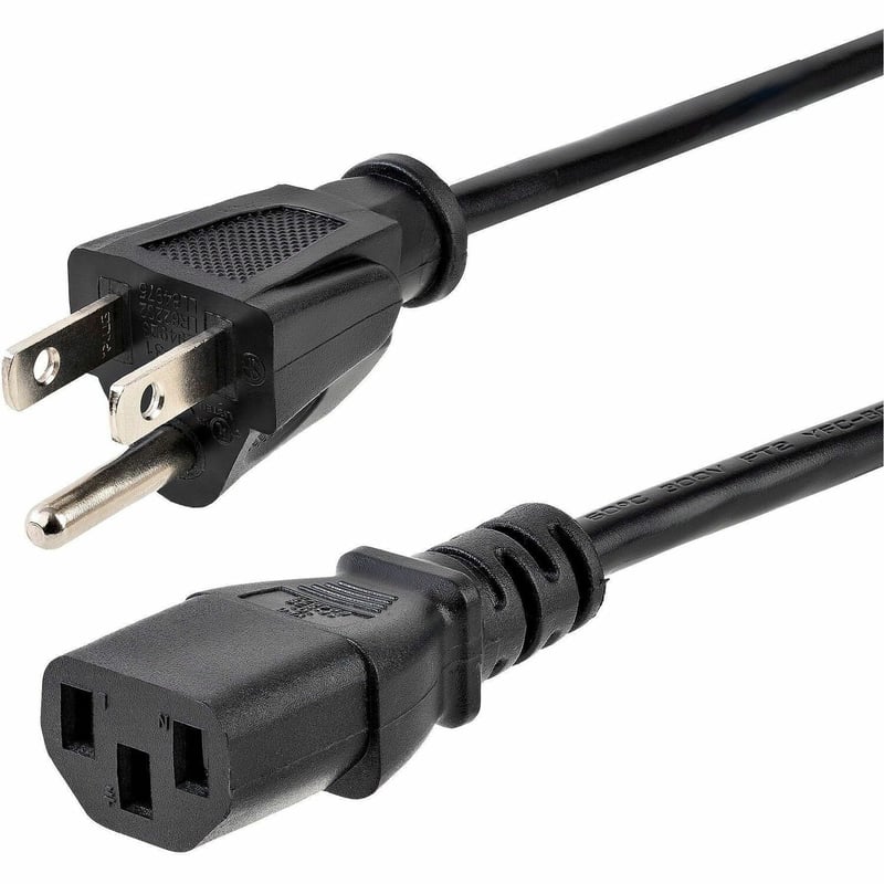 StarTech.com 3ft (1m) Computer Power Cord, NEMA 5-15P to C13, 10A 125V, 18AWG, Black Replacement AC PC Power Cord, TV/Monitor Power Cable - Thumbnail 1