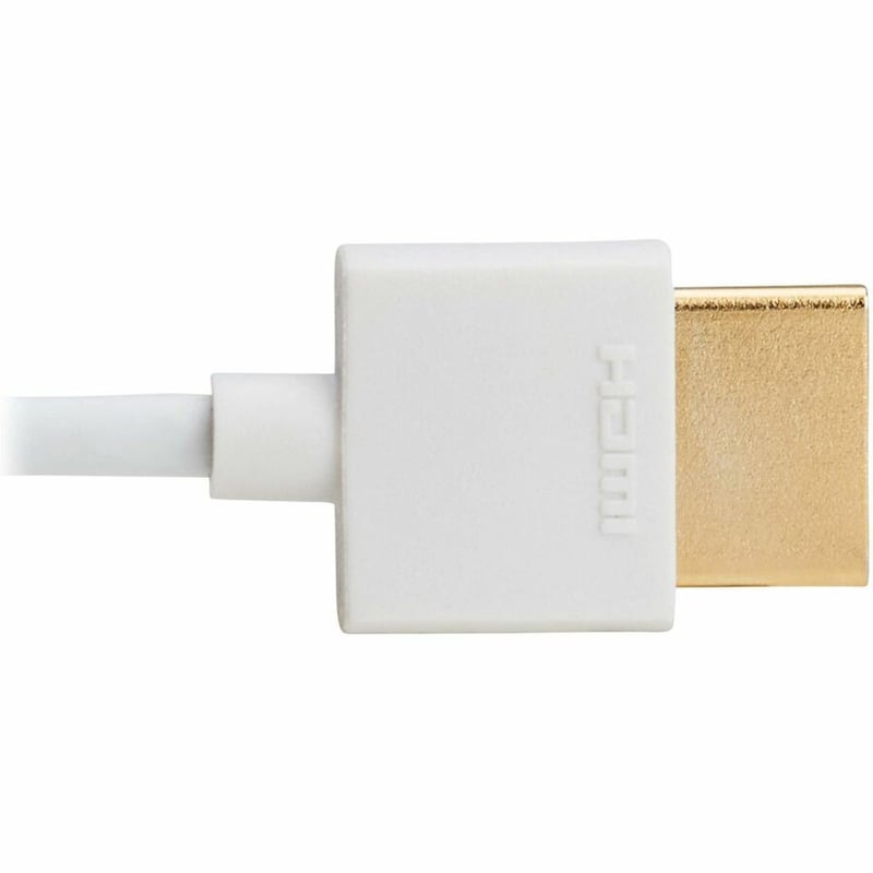 SLIM HDMI CABLE W ETHERNET VIDEO/AUDIO UHD 4K M/M WHITE 6FT - Thumbnail 5
