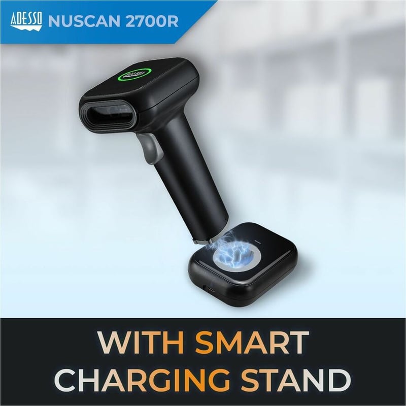 Adesso NuScan 2700R 2D Wireless Barcode Scanner with Charging Cradle - Thumbnail 5