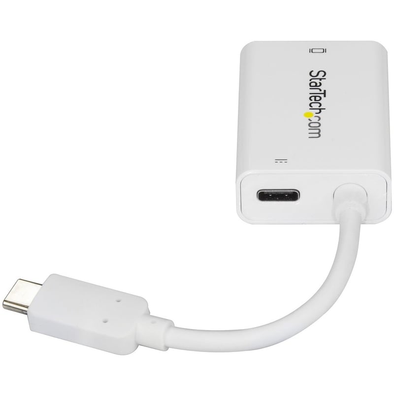 StarTech.com USB C to VGA Adapter with 60W Power Delivery Pass-Through - 1080p USB Type-C to VGA Video Converter w/ Charging - White - Thumbnail 2