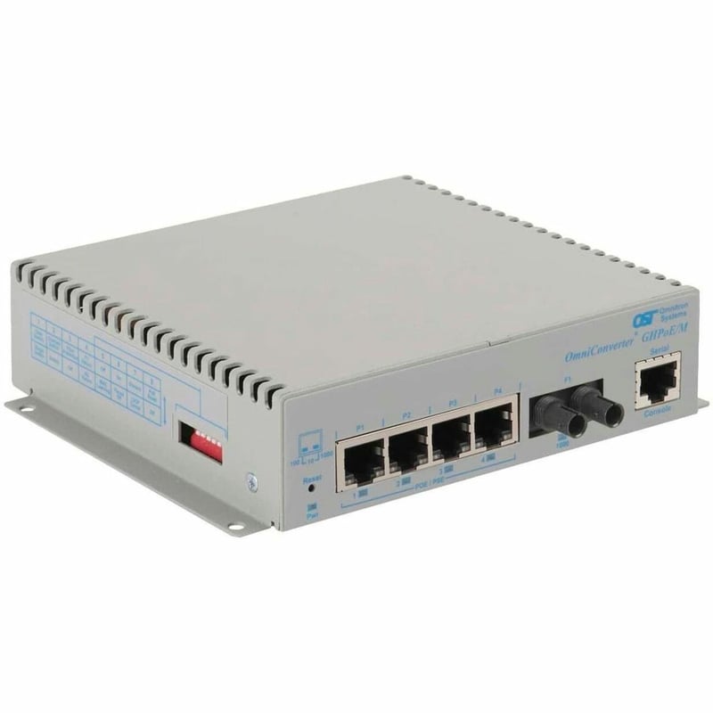 GIGABIT 60W POE MEDIA CONVERTER 4X 10/100/1000T ST SM 12KM AC