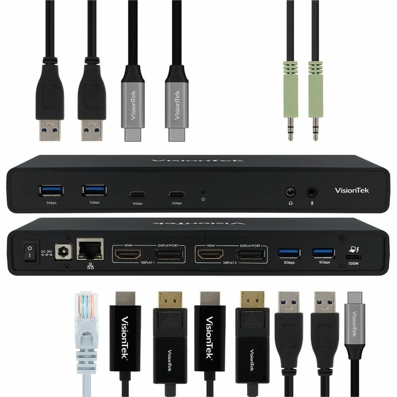 VisionTek VT4510 USB 3.0 & USB-C Dual Display 4K 100W Power Delivery Docking Station