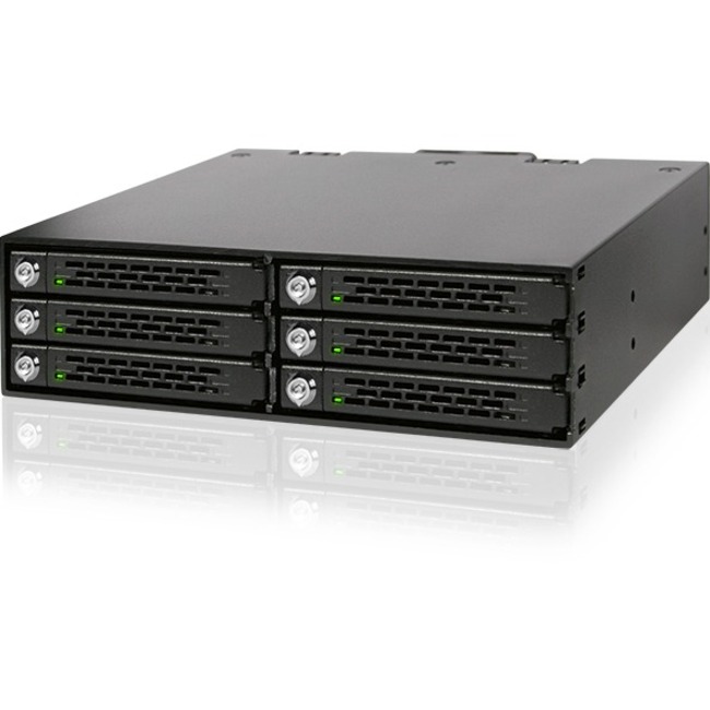 Icy Dock ToughArmor MB996SK-6SB Drive Enclosure for 5.25" - Serial ATA/600 Host Interface Internal - Black - Thumbnail 1