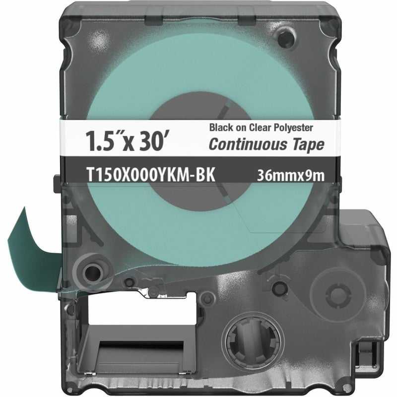Panduit PXE T150X000YKM-BK MP Printer Cont. Tape, Safety & ID, Polyest, Blk/Clr, 1.5" W - Thumbnail 1