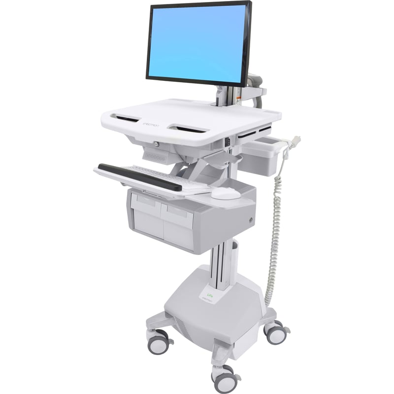 Ergotron StyleView Electric Lift Cart with LCD Arm, LiFe Powered, 2 Tall Drawers (2x1) - Thumbnail 1