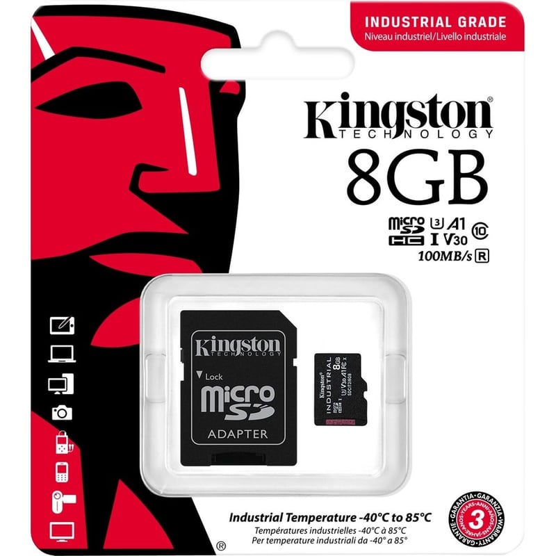 Kingston Industrial SDCIT2 8 GB Class 10/UHS-I (U3) V30 microSDHC - Thumbnail 3