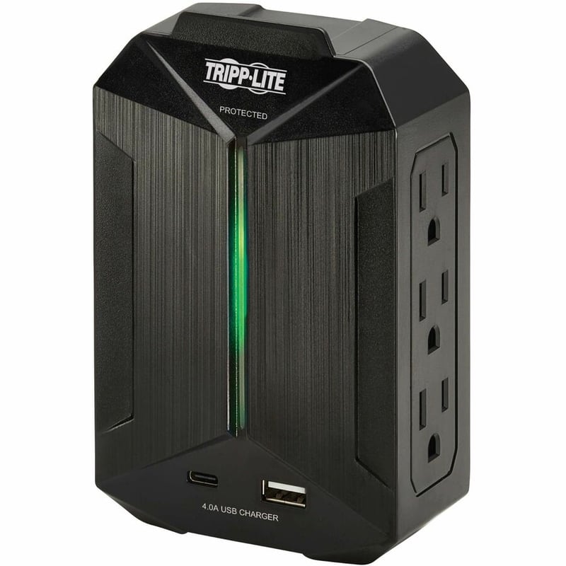 Tripp Lite by Eaton Protect It! 6-Outlet Surge Protector - 5-15R Outlets, 2 USB Ports, 5-15P Direct Plug-In, 490 Joules, Black - Thumbnail 3