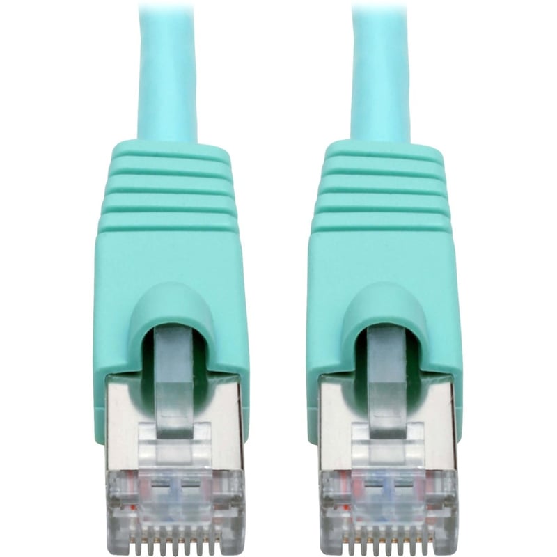 Eaton Tripp Lite Series Cat6a 10G Snagless Shielded STP Ethernet Cable (RJ45 M/M), PoE, Aqua, 3 ft. (0.91 m) - Thumbnail 1