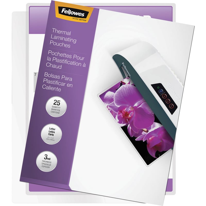 Fellowes Thermal Laminating Pouches - ImageLast, Jam Free, Letter, 3 mil, 25 pack - Thumbnail 1