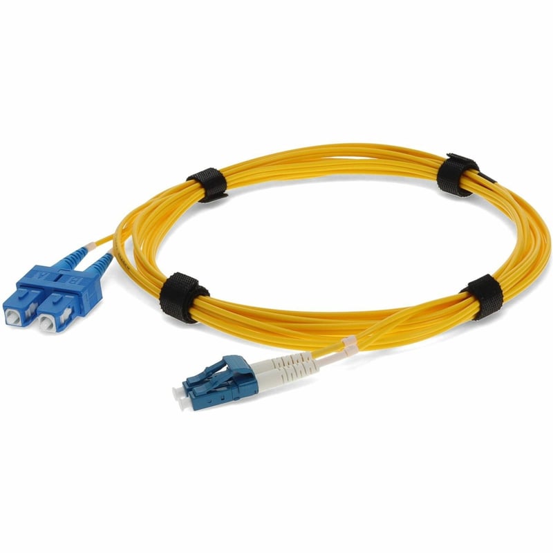 AddOn 1.5m SC to LC Yellow OS2 Duplex Microboot, Snagless OFNR (Riser-Rated) SMF Fiber Patch Cable - Thumbnail 1