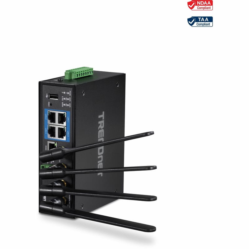 TRENDnet Industrial AC1200 Wireless Dual Band Gigabit Router, Black, TI-W100 - Thumbnail 1