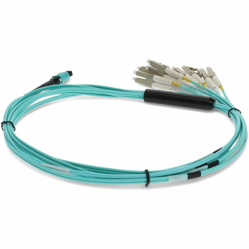 AddOn 1m MPO (Female) to 6xLC (Male) 12-Strand Aqua OM3 Duplex Fiber Fanout Cable - Thumbnail 4