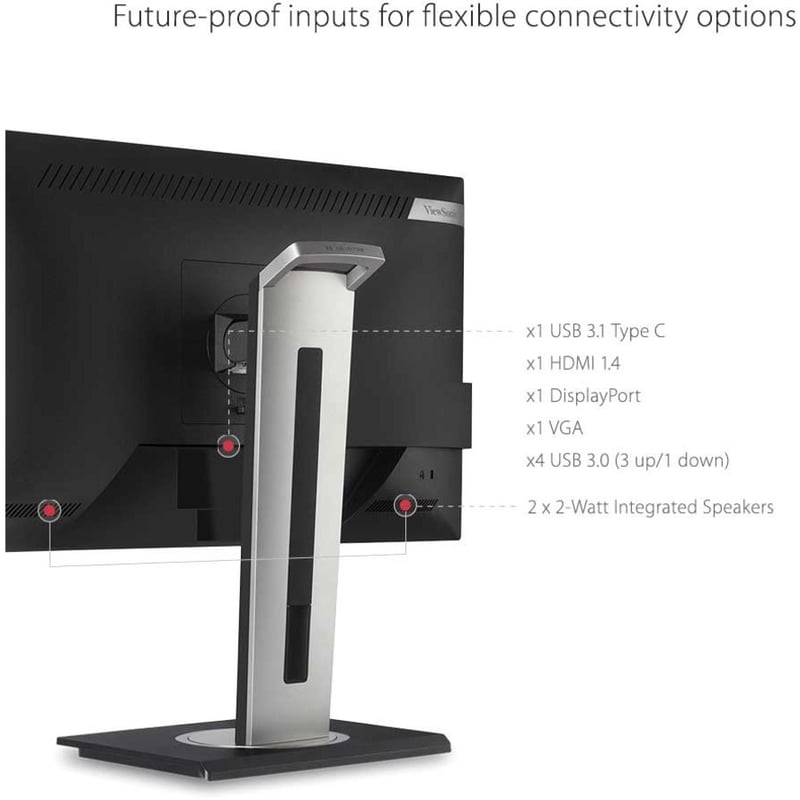 ViewSonic VG2755-2K 27 Inch IPS 1440p Monitor with USB C 3.1, HDMI, DisplayPort and 40 Degree Tilt Ergonomics for Home and Office - Thumbnail 3