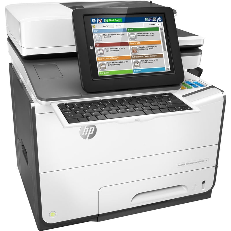 HP PageWide 586 586z Page Wide Array Multifunction Printer-Color-Copier/Fax/Scanner-50 ppm Mono/50 ppm Color Print-2400x1200 Print-Automatic Duplex Print-80000 Pages Monthly-550 sheets Input-Color Scanner-600 Optical Scan-Color Fax-Gigabit Ethernet - Thumbnail 4