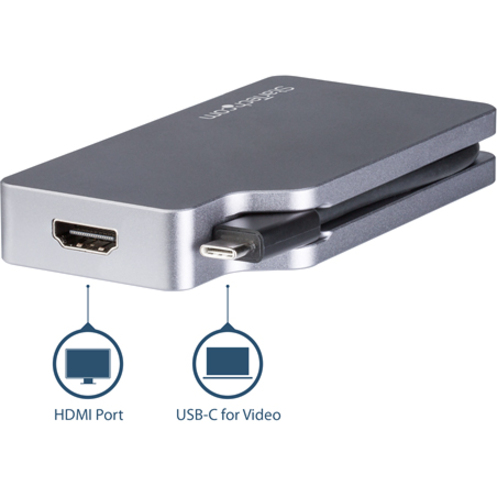 StarTech.com USB C Multiport Video Adapter 4K/1080p - USB Type C to HDMI, VGA, DVI or Mini DisplayPort Monitor Adapter - Space Gray - Thumbnail 4