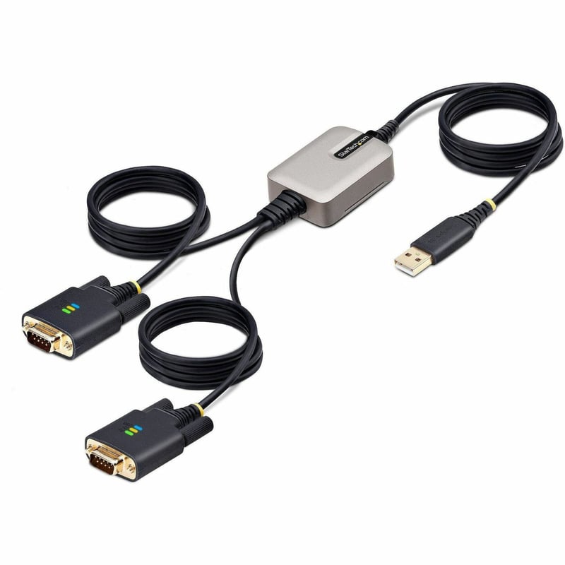 StarTech.com 13ft (4m) 2-Port USB to Serial Adapter Cable, COM Retention, FTDI, DB9 RS232, Changeable DB9 Screws/Nuts, Windows/macOS/Linux - Thumbnail 1