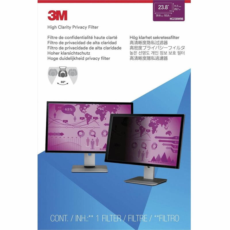 3M High Clarity Privacy Filter for 23.8in Monitor, 16:9, HC238W9B - Thumbnail 4