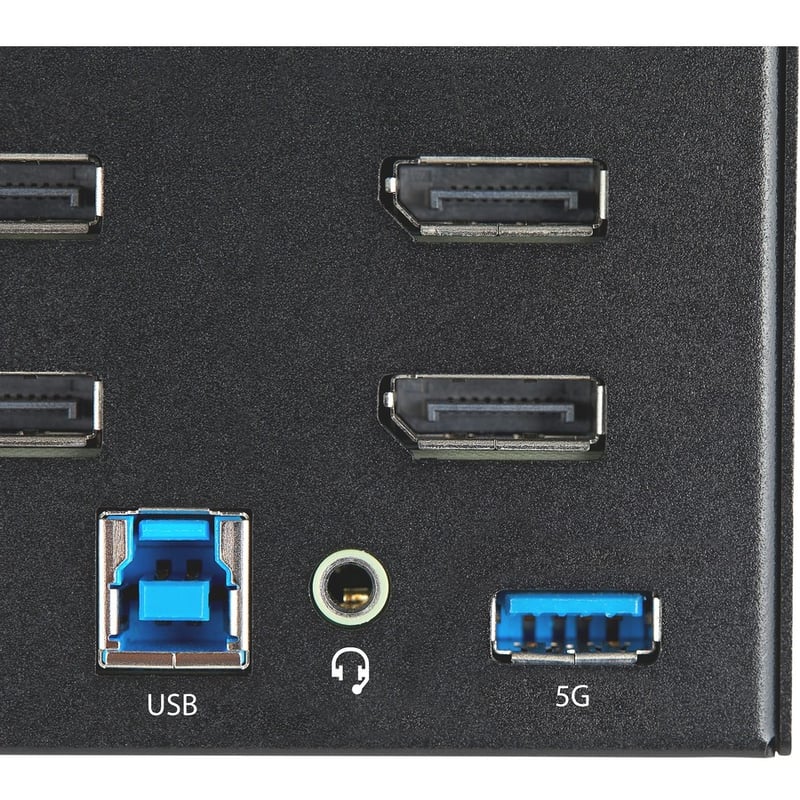 StarTech.com 2 Port Quad Monitor DisplayPort KVM Switch 4K 60Hz UHD HDR, DP 1.2 KVM Switch, 2 Port USB 3.0 Hub, 4x USB HID, Audio, Hotkey - Thumbnail 2