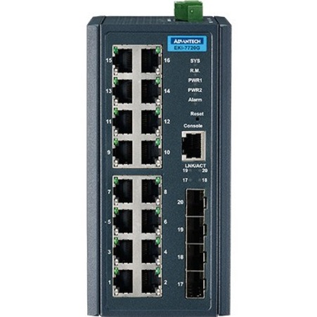 Advantech 16GE+4SFP Port Gigabit Managed Redundant Industrial Switch - Thumbnail 2