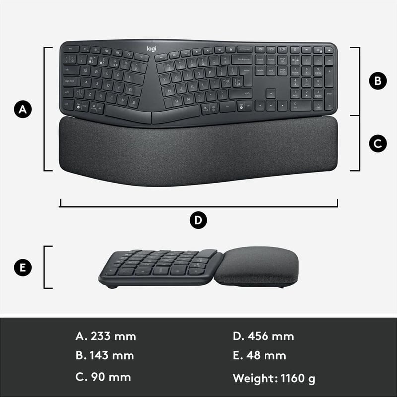 Logitech Ergo K860 for Business (Graphite) - Brown Box