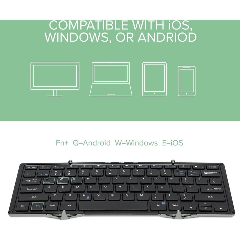 Plugable Foldable Bluetooth Keyboard Compatible with iPad, iPhones, Android, and Windows - Thumbnail 4
