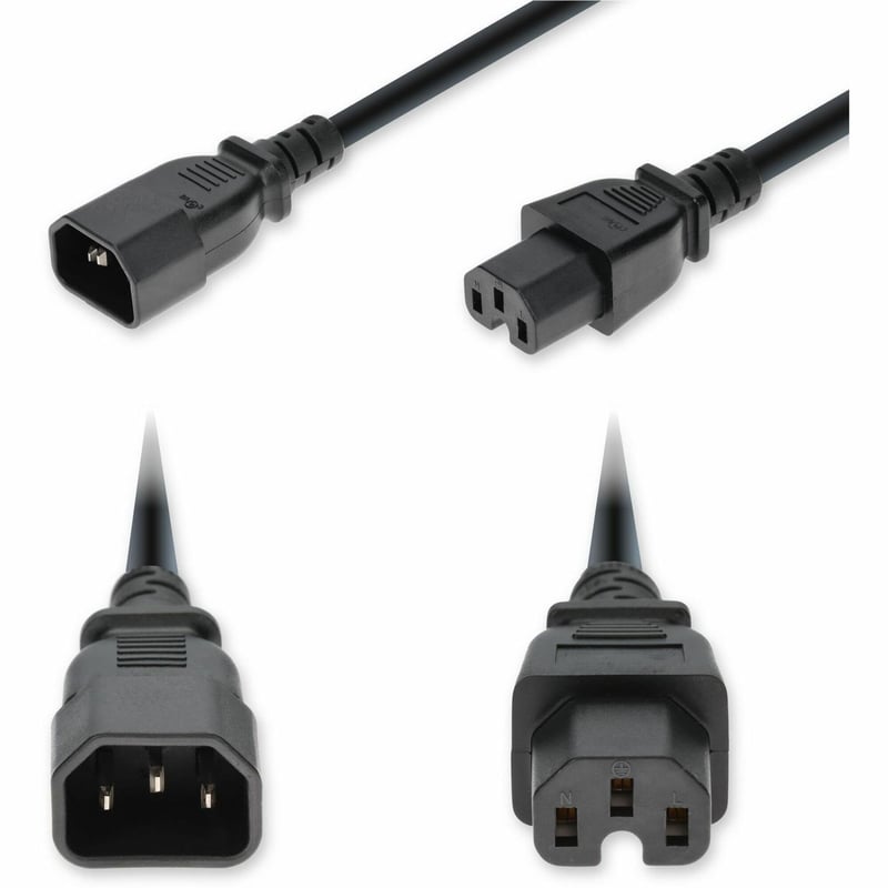 3FT C14 C15 14 AWG BLK PWR CBL SC TEMP 250V AT 15A PVC SJT